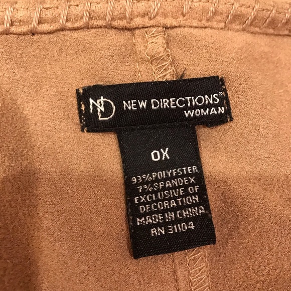 New Directions Faux Suede Brown Top Womens Plus Size 0X XL Bell Sleeve Retro - Picture 4 of 15